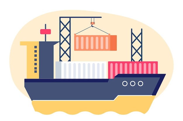 Gratis vector handgetekende stijl containerschip