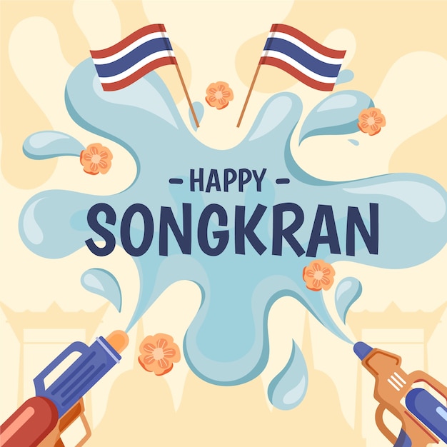 Handgetekende stijl songkran