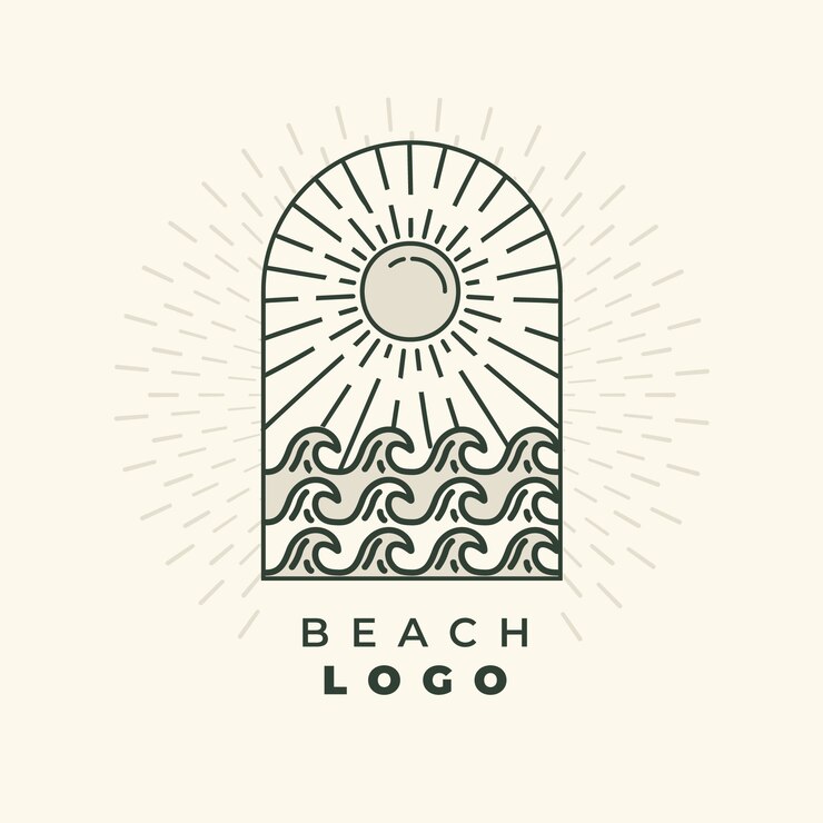 Gratis Vector handgetekende strand logo sjabloon