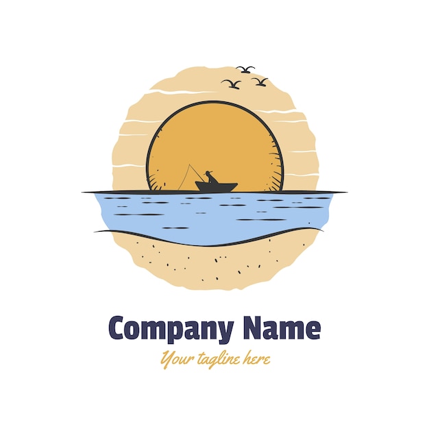 Gratis vector handgetekende strand logo sjabloon