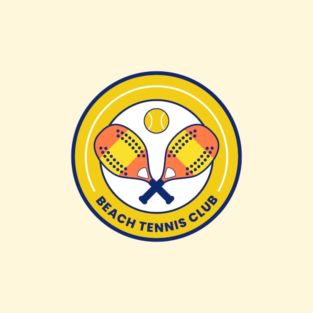 Handgetekende strandtennis logo sjabloon