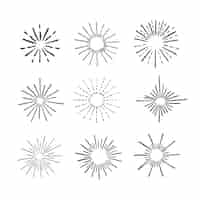 Gratis vector handgetekende sunbursts-collectie