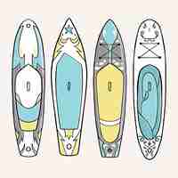 Gratis vector handgetekende sup board-collectie