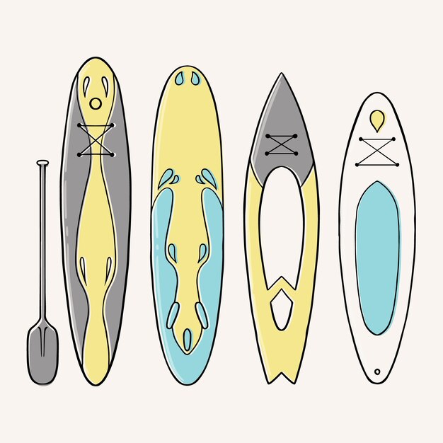 Handgetekende sup board-collectie