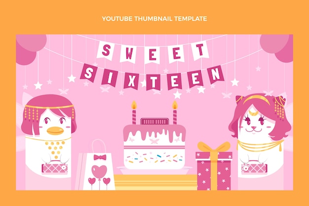 Gratis vector handgetekende sweet 16 youtube-thumbnail