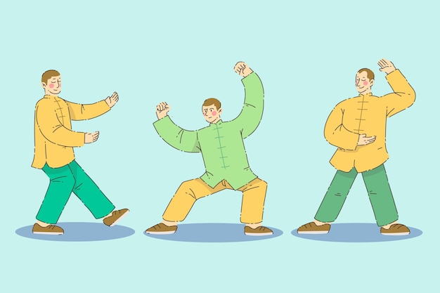 Handgetekende tai chi-illustratie