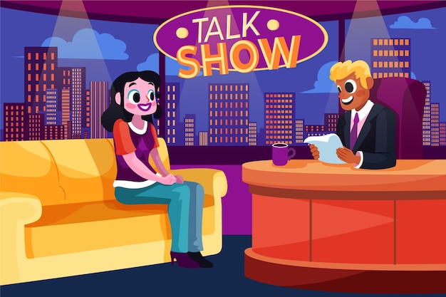 Gratis vector handgetekende talkshow achtergrond