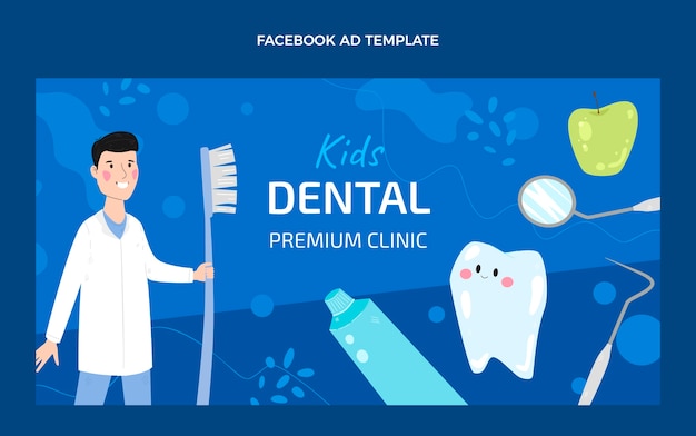 Gratis vector handgetekende tandheelkundige kliniek facebook-sjabloon