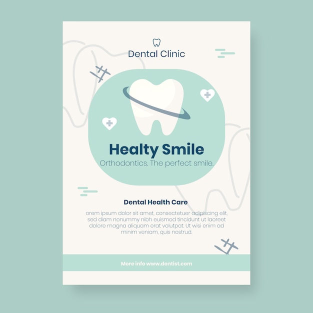 Gratis vector handgetekende tandheelkundige kliniek poster