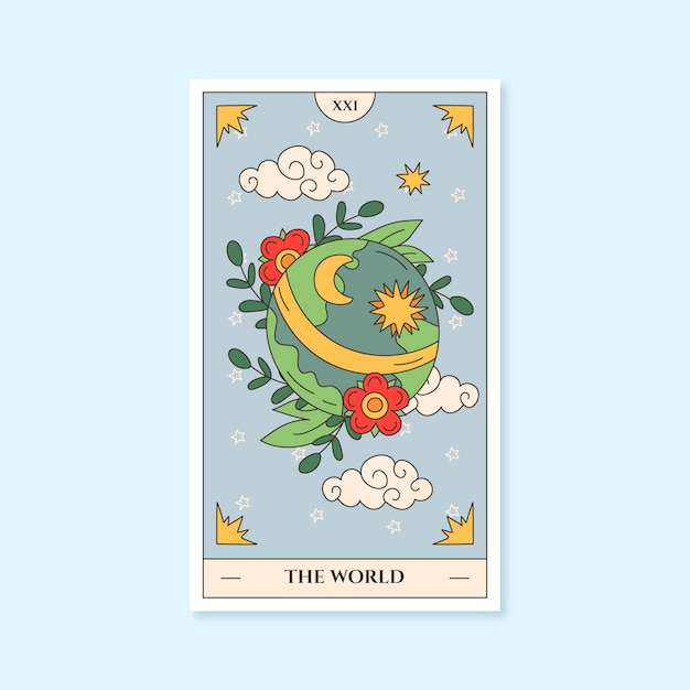 Gratis vector handgetekende tarotkaartillustratie