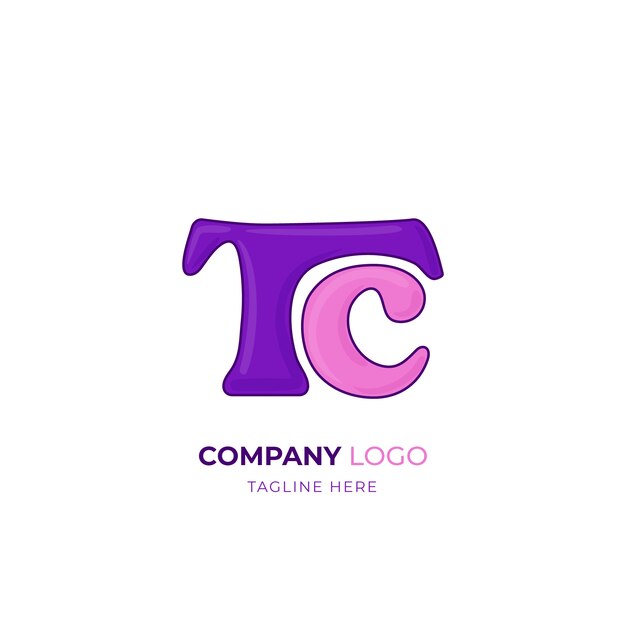 Handgetekende tc logo ontwerpsjabloon