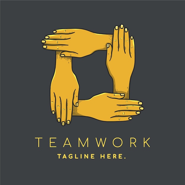 Handgetekende teamwerk logo sjabloon