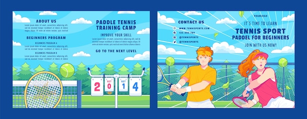 Gratis vector handgetekende tennisspelbrochure