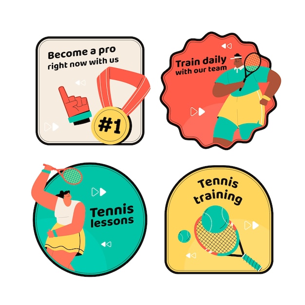 Gratis vector handgetekende tennisspellabels