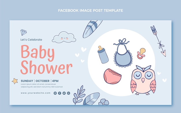 Gratis vector handgetekende textuur baby shower facebook post