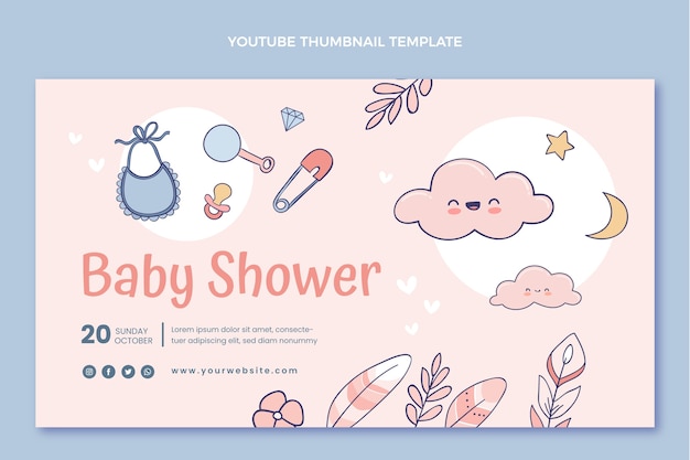 Handgetekende textuur baby shower youtube thumbnail