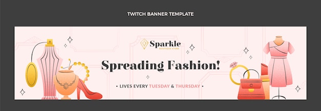 Gratis vector handgetekende textuur boutique twitch banner