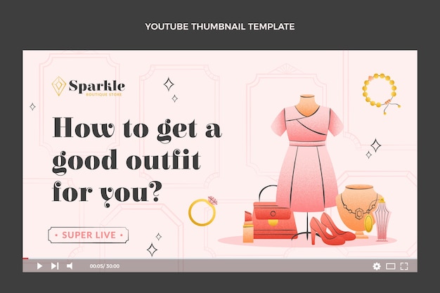 Gratis vector handgetekende textuur boutique youtube thumbnail