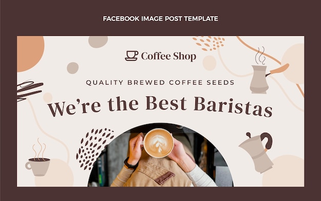 Gratis vector handgetekende textuur coffeeshop facebook post