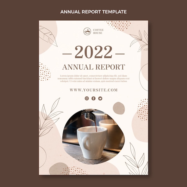 Gratis vector handgetekende textuur coffeeshop jaarverslag sjabloon