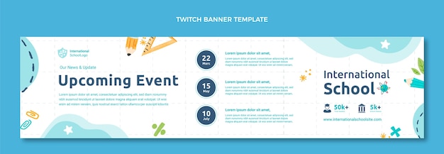 Gratis vector handgetekende textuur internationale school twitch banner