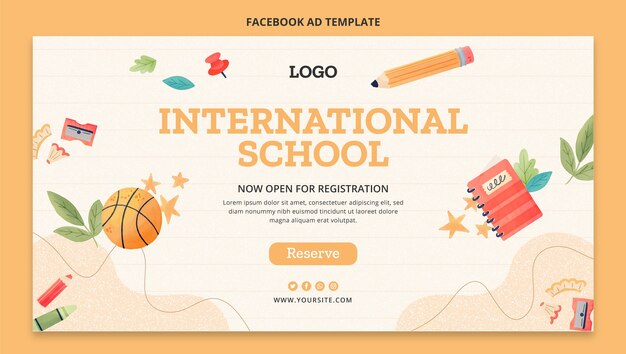 Gratis vector handgetekende textuur internationale schoolsjabloon