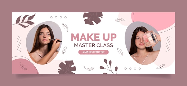 Gratis vector handgetekende textuur make-up artiest facebook cover