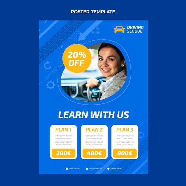 Gratis vector handgetekende textuur rijschool poster