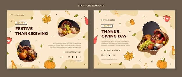 Gratis vector handgetekende thanksgiving-brochuresjabloon