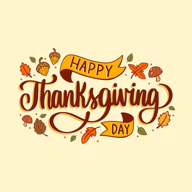 Gratis vector handgetekende thanksgiving-letters