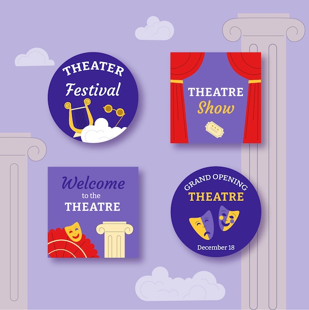 Gratis vector handgetekende theatershow labels