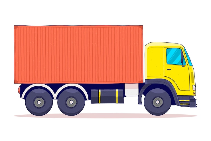 Gratis Vector handgetekende transportvrachtwagen