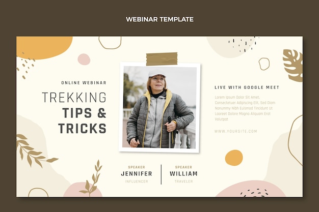 Handgetekende trekking webinar met plat ontwerp