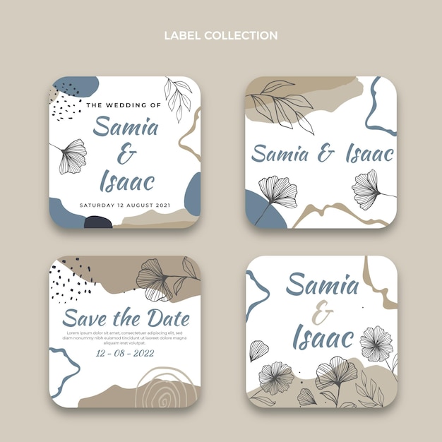 Gratis vector handgetekende trouwlabels