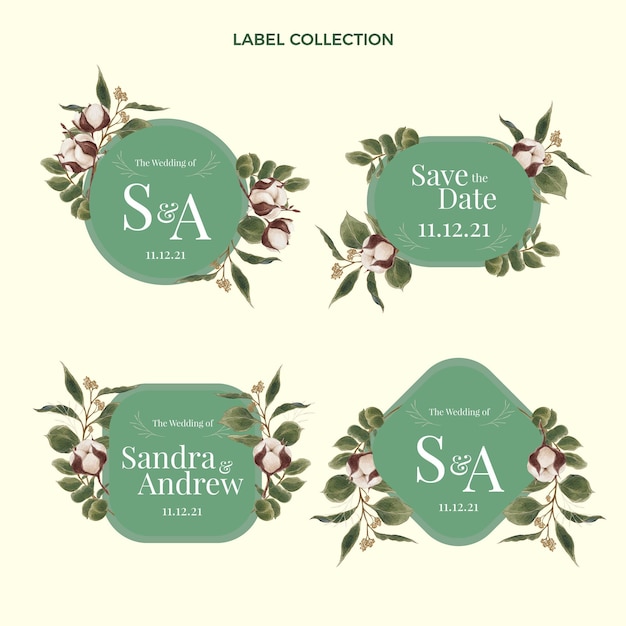 Gratis vector handgetekende trouwlabels