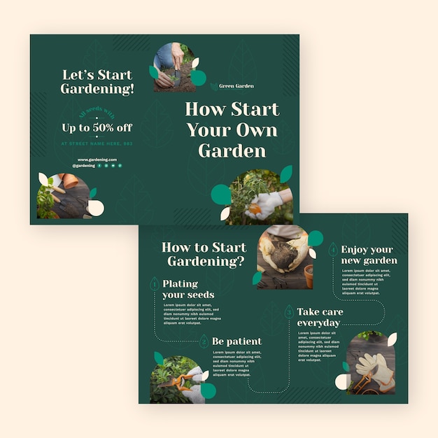 Handgetekende tuinbrochure sjabloon