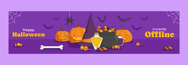 Handgetekende twitch banner sjabloon voor Halloween viering