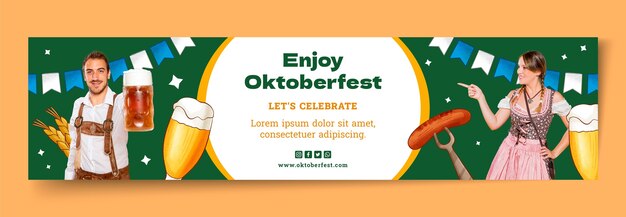 Handgetekende twitch-banner voor oktoberfest-festival