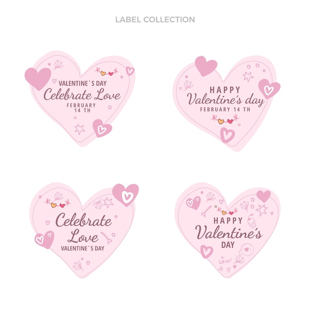 Gratis vector handgetekende valentijnsdag etiketten collectie