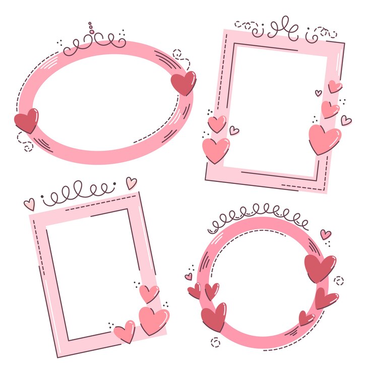 Gratis Vector handgetekende valentijnsdag fotolijstsjabloon