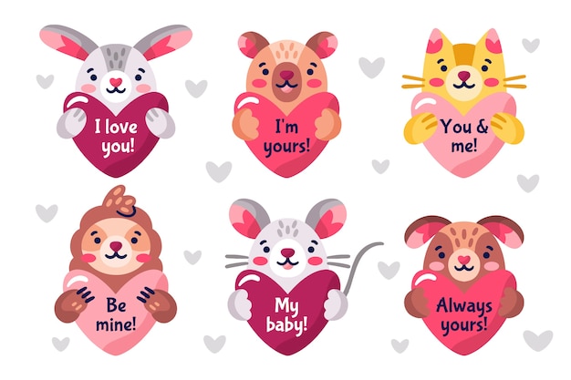 Gratis vector handgetekende valentijnsdag label collectie