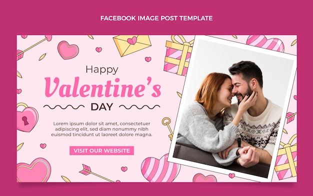 Gratis vector handgetekende valentijnsdag social media postsjabloon