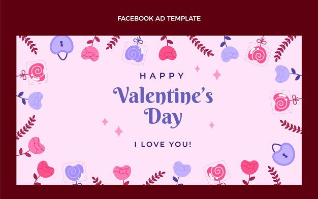 Handgetekende valentijnsdag social media promo sjabloon