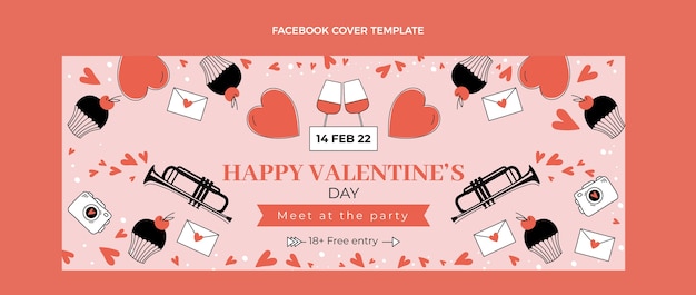 Gratis vector handgetekende valentijnsdag social media voorbladsjabloon