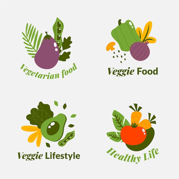 Gratis vector handgetekende vegetarische badges