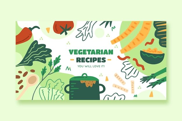 Handgetekende vegetarische recepten facebook post