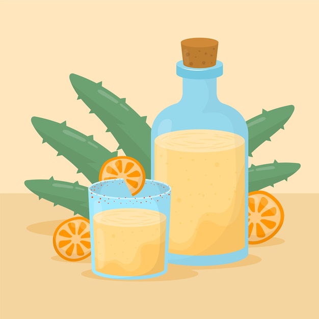 Handgetekende verfrissende mezcal-illustratie