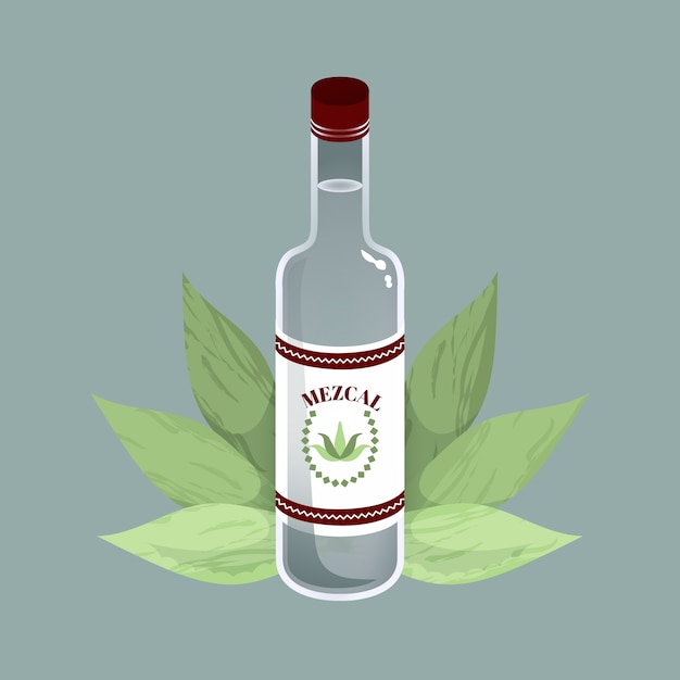 Handgetekende verfrissende mezcal-illustratie