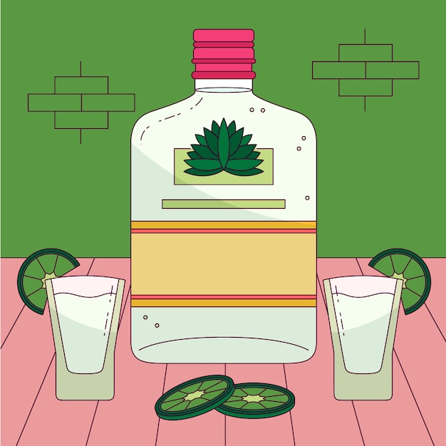 Handgetekende verfrissende mezcal-illustratie