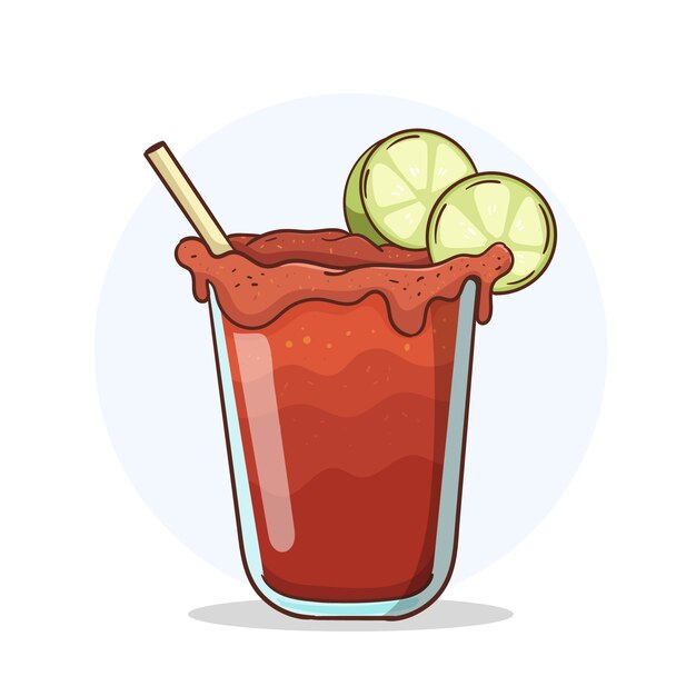 Handgetekende verfrissende michelada-illustratie